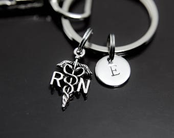 Caduceus Keychain, Medical Symbol Charm, Nurse Charm, Registered Nurse Charm, RN Nurse Keychain, RN Charm, Caduceus Medical Symbol Charm