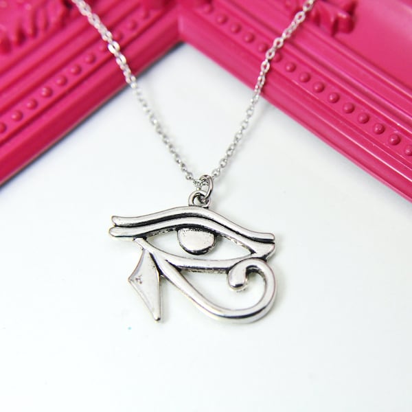 Best Christmas Gift , Silver Egyptian Eye of Horus Charm Necklace, Egyptian Eye of Horus Gift, God Eye Charm, Eye of Horus Gift, N750