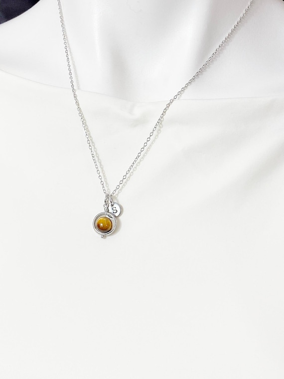 Gold or Silver Tiger Eye Necklace, Natural Gemstone Jewelry, N4691A