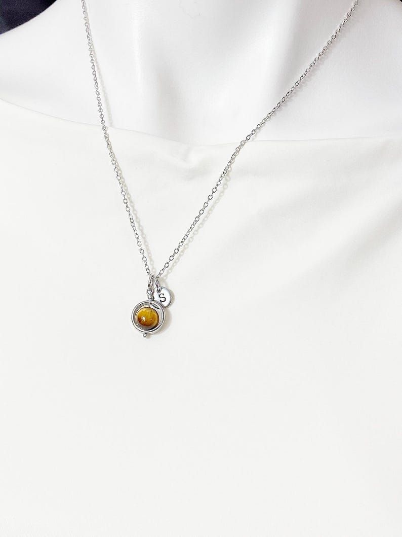 Gold or Silver Tiger Eye Necklace, Natural Gemstone Jewelry, N4691A image 1