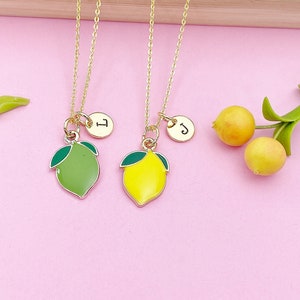 Gold Lemon or Lime Charm Necklace Teens Birthday Gift Idea Personalized Customized Jewelry, N4753