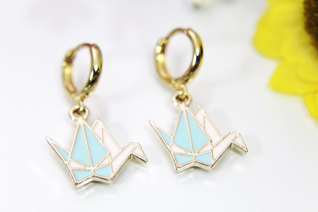 Gold Paper Crane Earrings Paper Crane Charm Best Friends Etsy