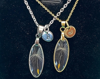 Silver Dandelion Charm Necklace, Gold in Option, N7213