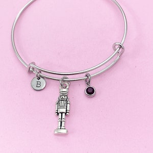 Silver Nutcracker Soldier Charm Bracelet, Personalized Gift, Christmas Gift, N676