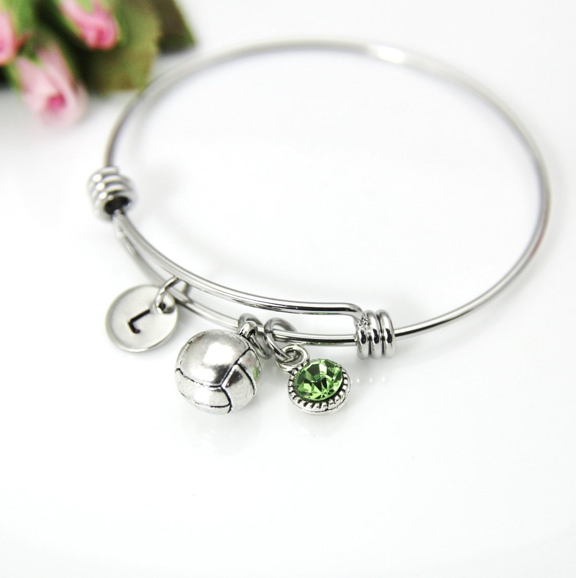 Elegant Volleyball Bracelet with Birthstone