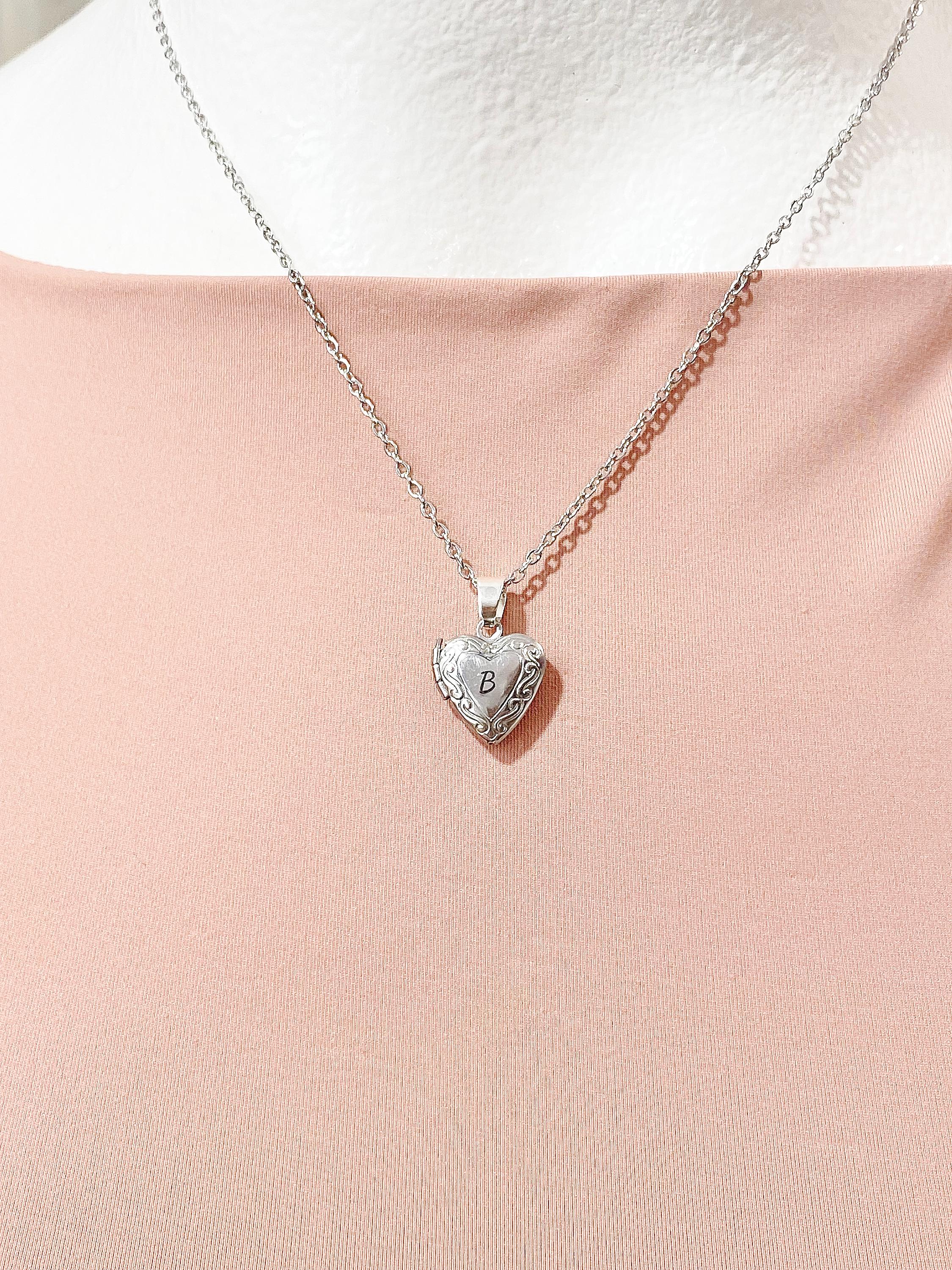 Silver Tiny Heart Locket Necklace