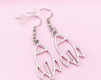 Rocket Earrings Birthday's Gifts, Stainless Steel Hook Earings, N2743A