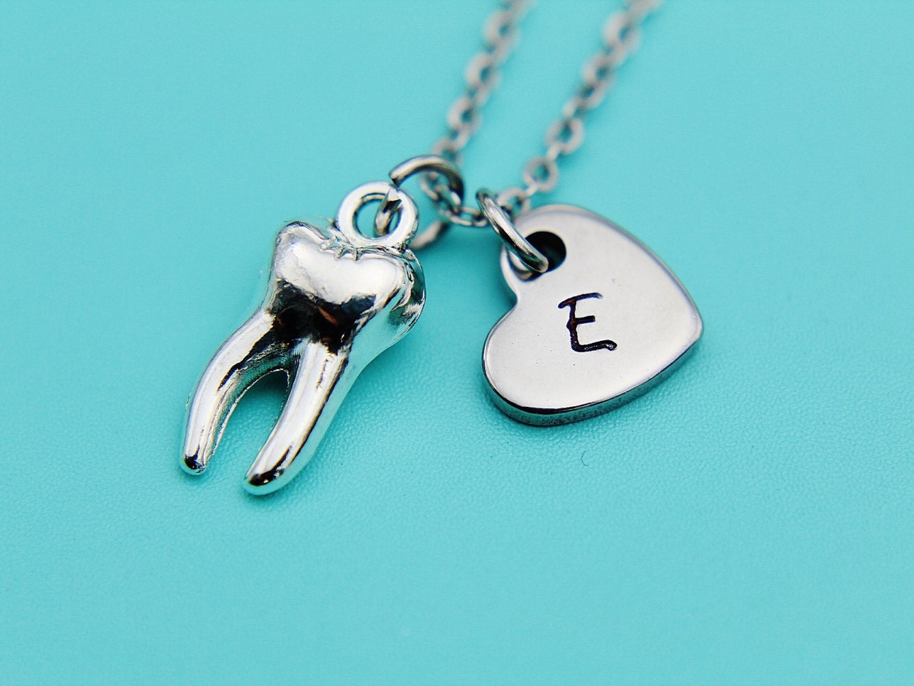 Tooth Charm Necklace Silver Tooth Charm Dental Necklace Dental Etsy