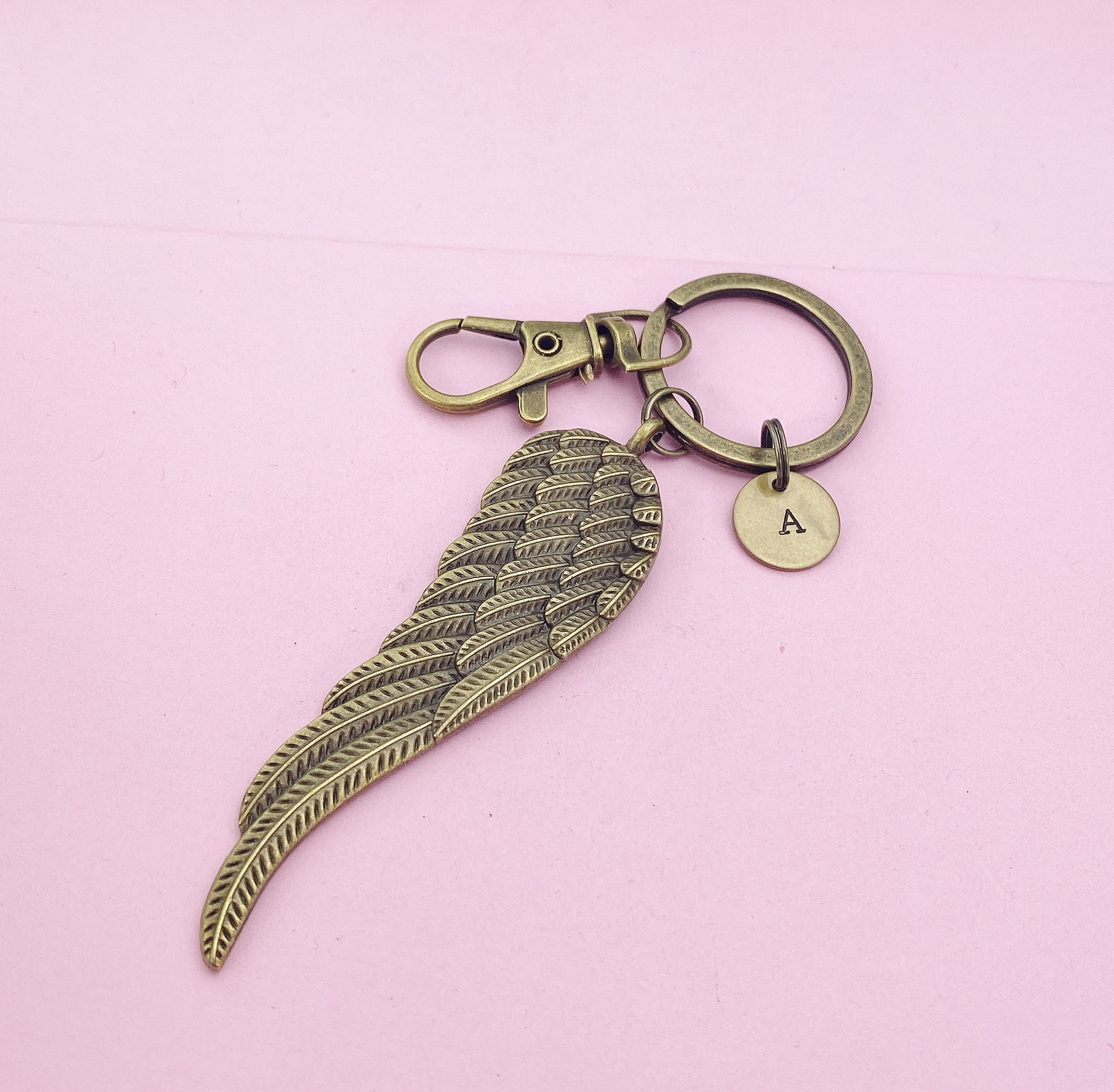 【Painchu】 Angel wings keyring キーホルダー Angel Wing Keychain SMALL Wing Keyring Patina Keychain Charm