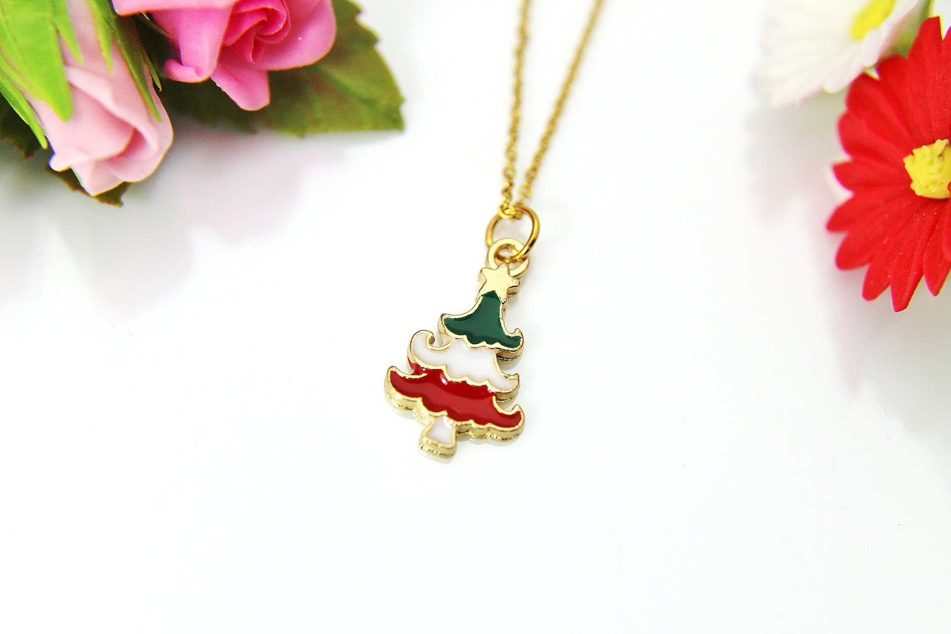 Gold Christmas Tree Necklace Christmas 