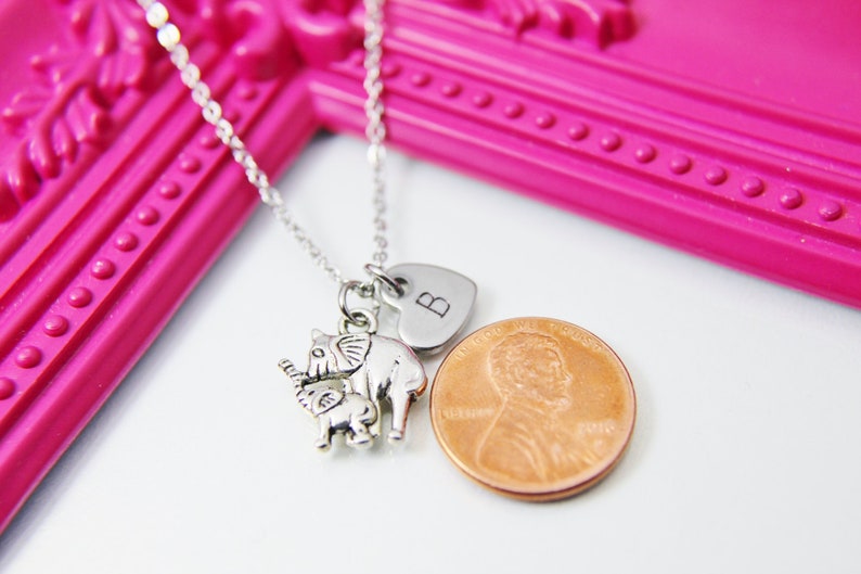 Mother Daughter Gifts, Mother and Baby Elephant Necklace, Personalized Gift, N1311G image 4