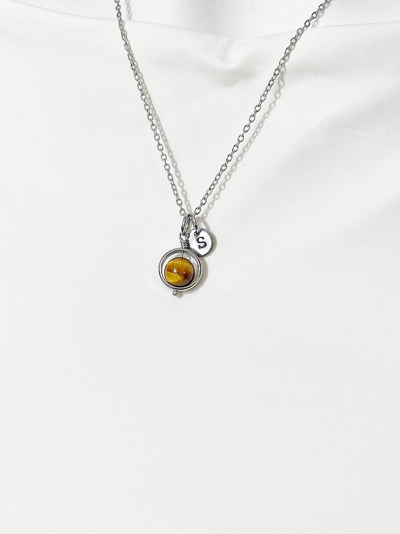 Gold or Silver Tiger Eye Necklace, Natural Gemstone Jewelry, N4691A image 13