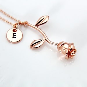 Rose Gold Rose Necklace, Mother's Day Gift, Garden Gifts, Girlfriend Gift, image 2