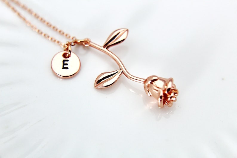 Rose Gold Rose Necklace, Mother's Day Gift, Garden Gifts, Girlfriend Gift, image 2