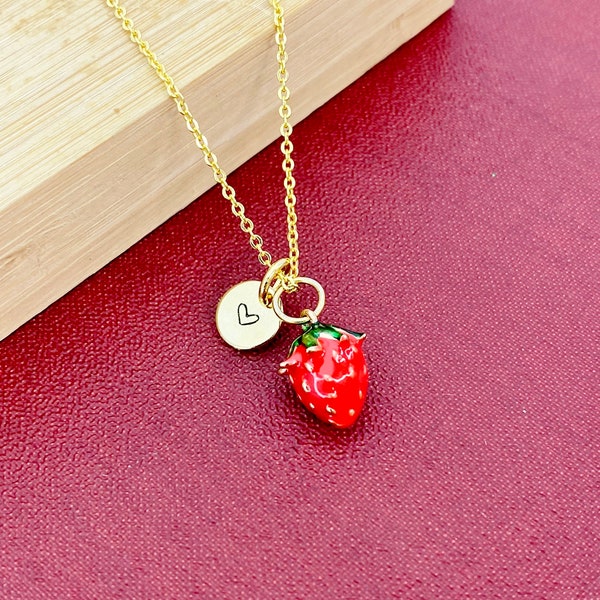 Gold Red Strawberry Charm Necklace Best Seller Christmas Gifts for Girlfriends, N5778