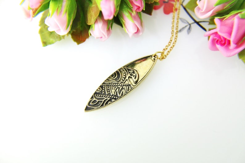 Surfboard Charm Necklace Gold Surfboard Charm Surfing Beach Etsy