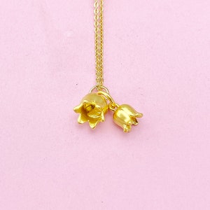 Gold Lily of the Vally Necklace Bell Flower, Birthday Gifts, N5213A