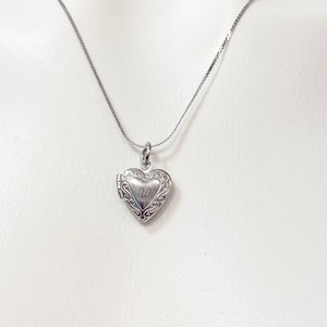 Silver TINY Heart Locket Necklace Personalized Customized Monogram Made to Order Jewelry, D392