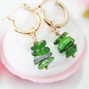 Diopside Earrings, Natural Gemstone Jewelry N3952