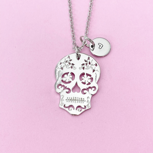 Sugar Skull Halloween Charm Necklace, N144