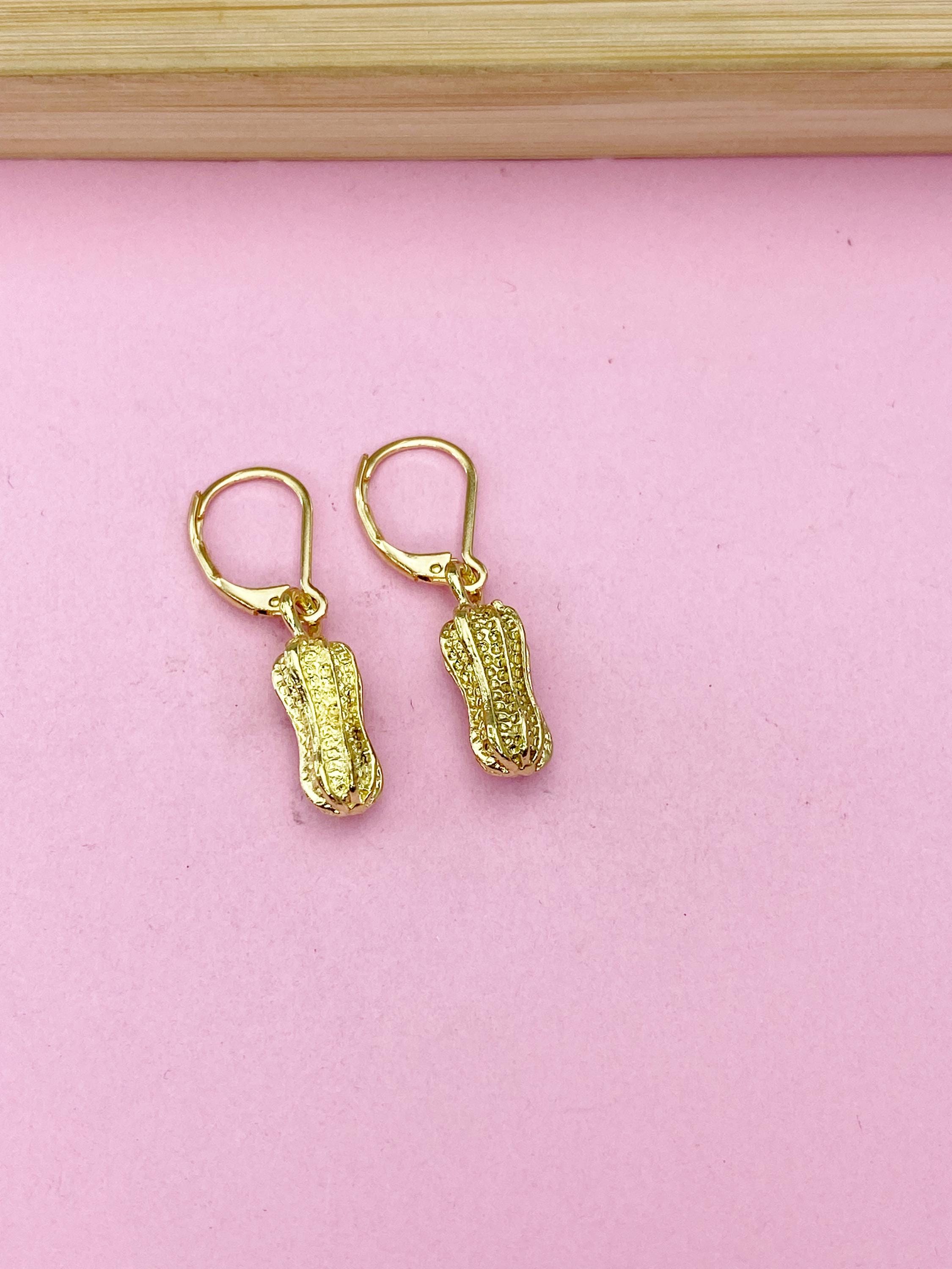 Gold Peanut Charm Earrings, N4821 - Etsy
