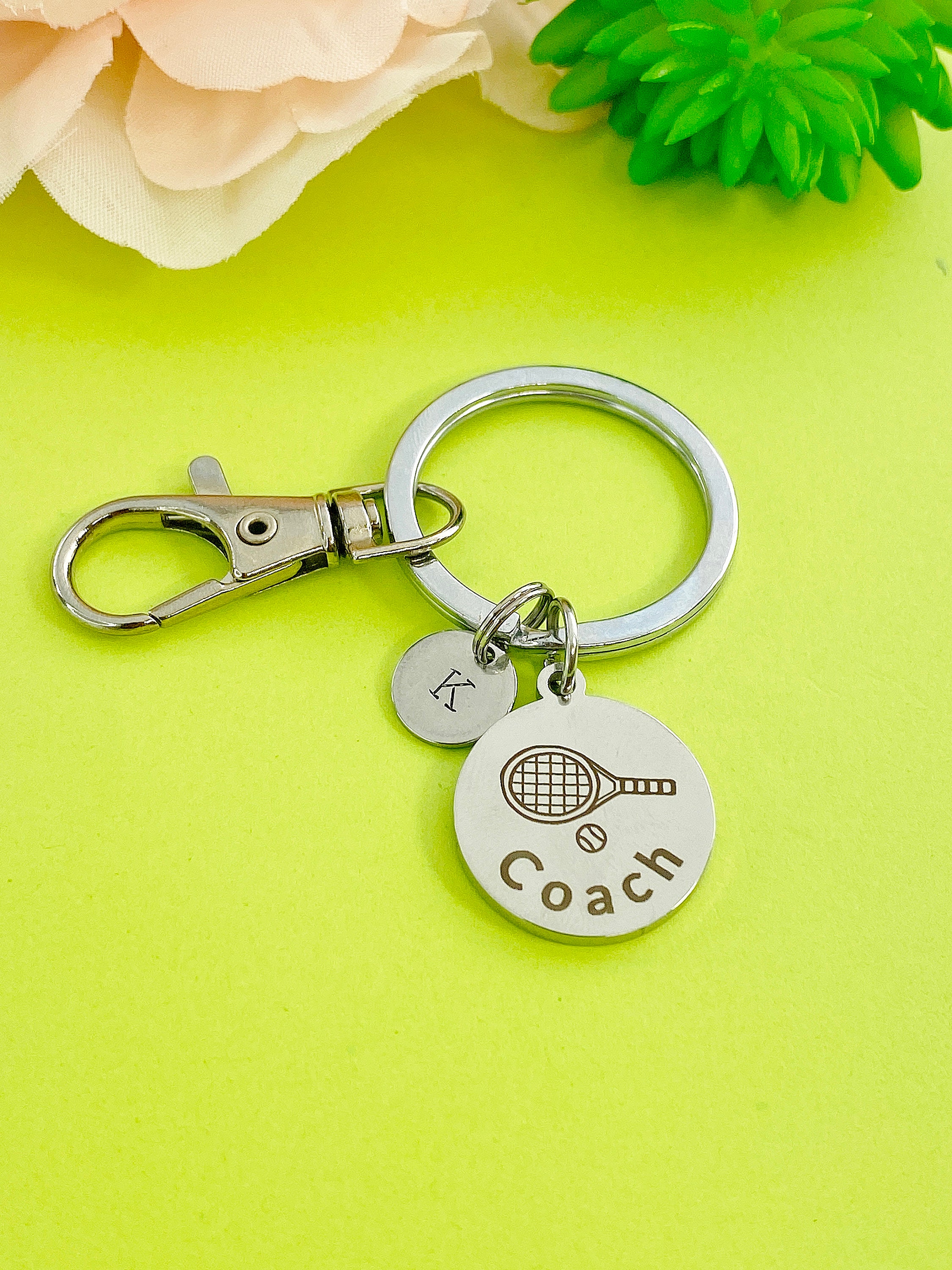 LeBuaJewelrytoo Tennis Coach Keychain - Lebua Jewelry, Stainless Steel, Christmas Gifts for Tennis Coach, D128