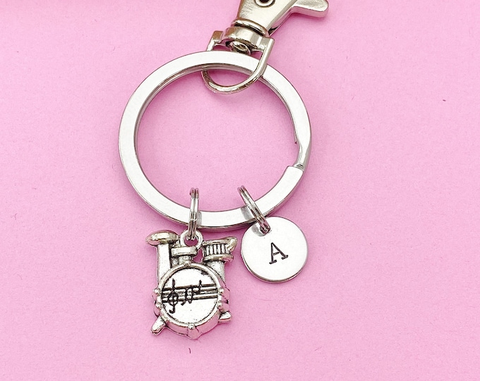 Silver Drum Set Musician Charm Keychain, N4787