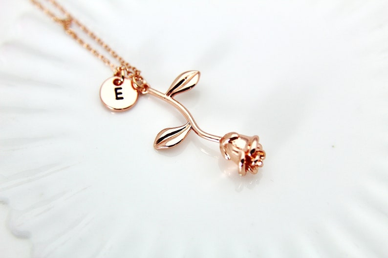 Rose Gold Rose Necklace, Mother's Day Gift, Garden Gifts, Girlfriend Gift, image 8
