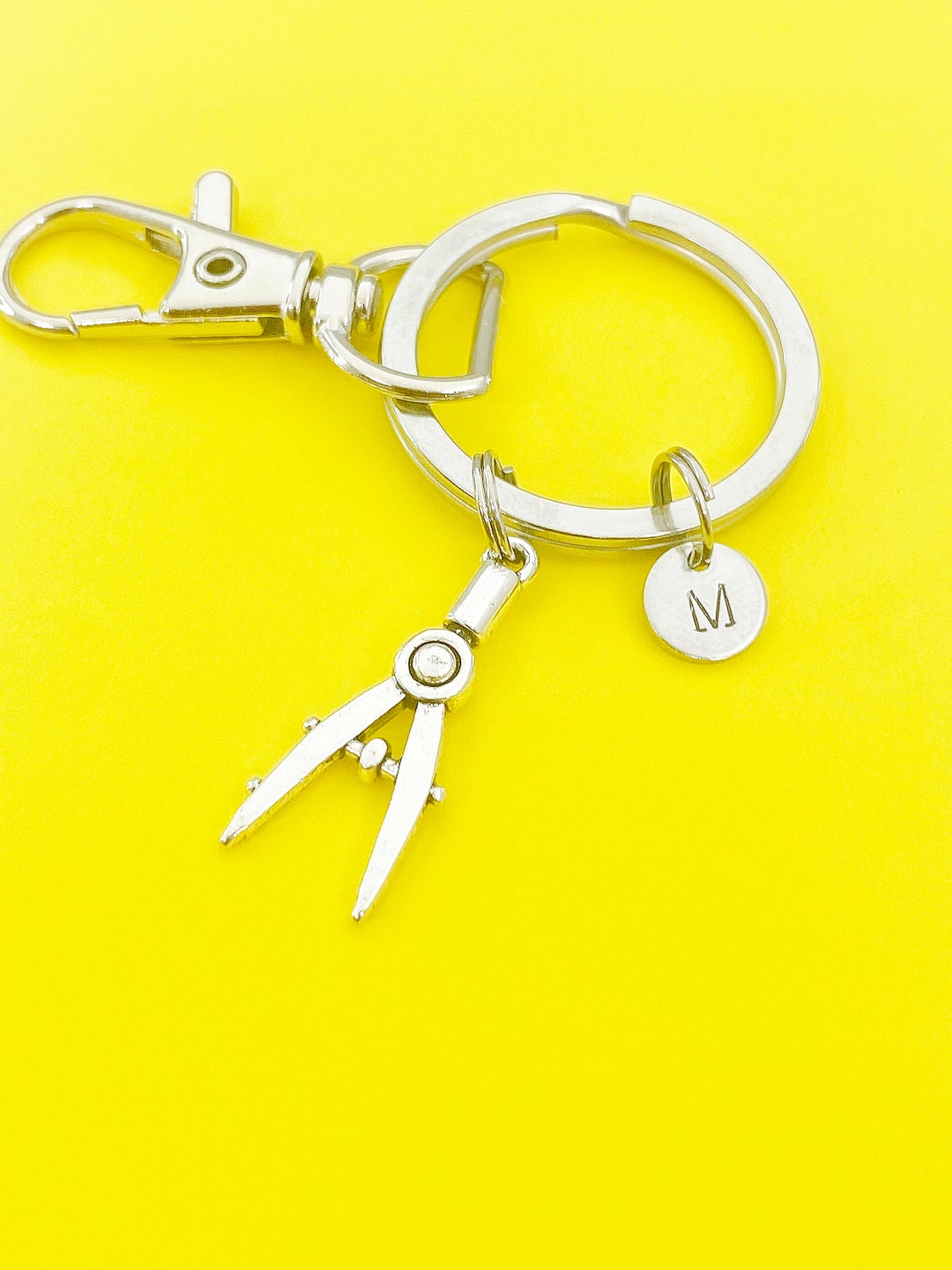 Silver Architect Drafting Compass Charm Keychain Gifts Personalized ...