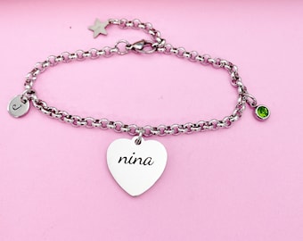 Silver Nina Charm Bracelet Nina Gift Idea Personalized Customized Monogram Made to Order Jewelry, N3386