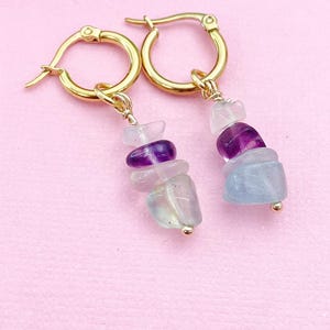 Gold Fluorite Earrings, Natural Gemstone Jewelry, N3975 image 5