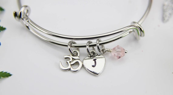 Om Heart Charm Bangle Om Heart Charm Bangle