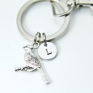 Silver Cardinal Charm Keychain, Cardinal Charm, Bird Charm, Cardinal Jewelry, Personalized Gift, N1449