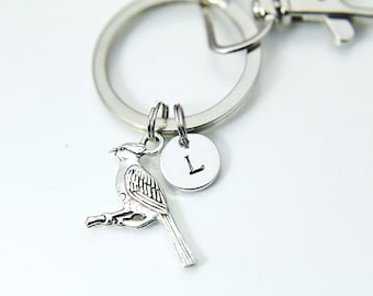 Silver Cardinal Charm Keychain, Cardinal Charm, Bird Charm, Cardinal Jewelry, Personalized Gift, N1449