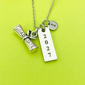 Silver Graduation Necklace Personalized Customized Monogram Jewelry ...