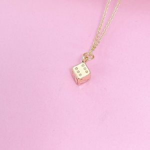 Dice Necklace, Gold Dice Necklace, Bunco Club Gift, Dainty Necklace, Delicate Minimal, N124