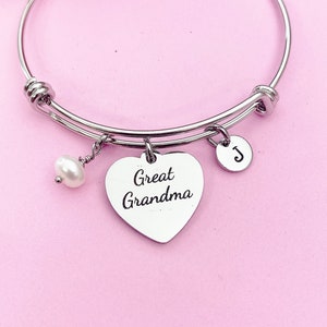 Best Gift Great Grandma Pearl Charm Bracelet Mother Day&#39;s Gifts Ideas Personalized Customized Made to Order, D440