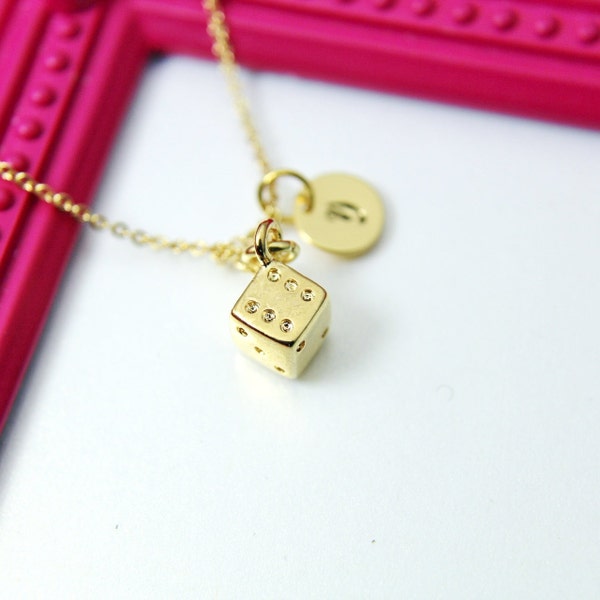 Dice Necklace, Gold Dice Necklace, Bunco Club Gift, Dainty Necklace, Personalized Gift, Best Friend Gift, Girlfriend Gift, Sister Gift, G142