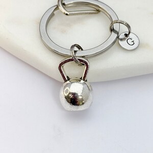 Silver Kettlebell Charm Keychain Fitness Weightlifters Gifts Ideas Personalized Made to Order Jewelry, AN2594 image 7