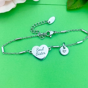 Best Christmas Gift for Soul Sister, Soul Sister Bracelet, Soul Sister Jewelry, Personalized Customized Monogram Jewelry, D289