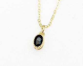 Black Cubic Zirconia Charms Necklace, Gold Necklace, Dainty Necklace, Delicate Jewelry, Minimal Necklace, Modern Necklace, N4994