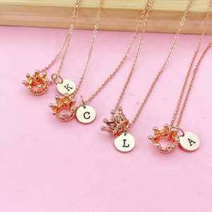 Rose Gold Crown Necklace, Crown Charm, Fantasy Gift, Dainty Necklace, Delicate Jewelry, Minimal Necklace, Personalized Gift, N5597C