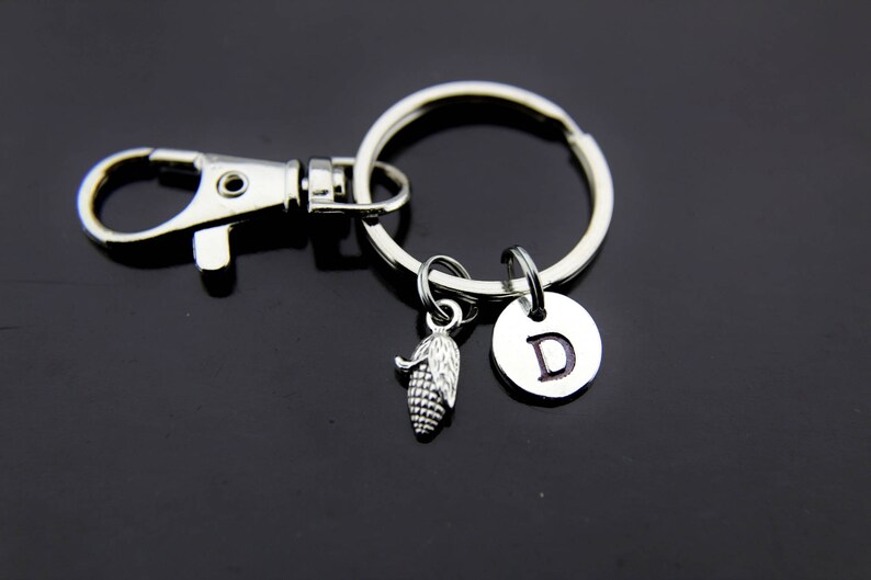 Gardening Gift Corn Cob Keychain Gardener Gift Gardener Jewelry Gardening Jewelry Spring Jewelry Summer Gift Personalized Initial Keychain