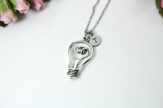 Gold Or Silver Light Bulb Charm Necklace Gold Or Silver Light Bulb Charm, Light Bulb Pendant Necklace
