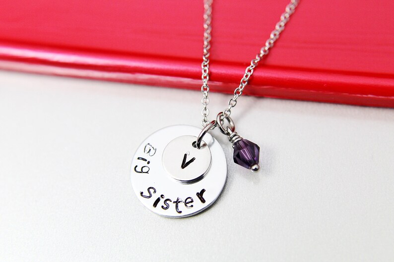Hand Stamp Big Sister Charm Big Sister Necklace Silver Big Sister Charm Necklace Personalized Gift Sister Gift N1340