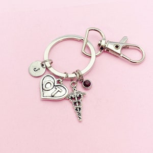 Occupational Therapist Keychain, Caduceus OT Heart Charm, Graduation Gifts, N1351C