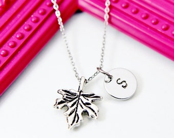 Maple Leaf Necklace, Silver Maple Leaf Charm, Woodland Gift, Oak Leaf Charm Necklace, Personalized Gift, N2217