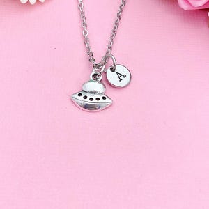 Silver Spaceship Charm Necklace, N6011