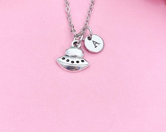 Silver Spaceship Charm Necklace, N6011