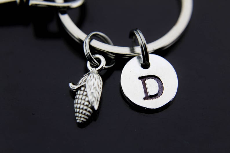 Gardening Gift Corn Cob Keychain Gardener Gift Gardener Jewelry Gardening Jewelry Spring Jewelry Summer Gift Personalized Initial Keychain